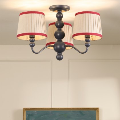 Joules - Harewood 3 Light Semi-Flush Matt Blue With Shade