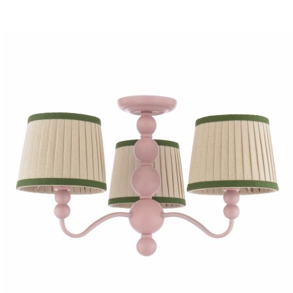 Joules - Harewood 3 Light Semi-Flush Matt Pink With Shade