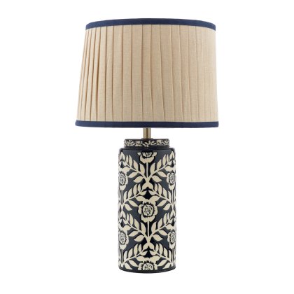 Joules - Highclere Table Lamp Blue Ceramic and Antique Brass With Shade