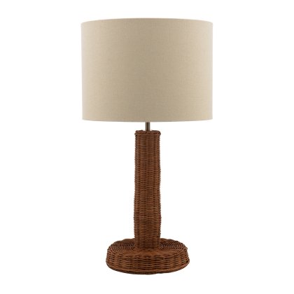 Joules - Portree Table Lamp Rattan and Satin Bronze With Shade