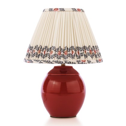 Joules Wentworth - Table Lamp With Shade Red Ceramic and Matt Antique Brass