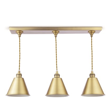 Joules Wollaton - 3 Light Bar Pendant Matt Antique Brass and Matt White