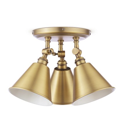 Joules Wollaton - 3 Light Plate Spotlight Matt Antique Brass and Matt White