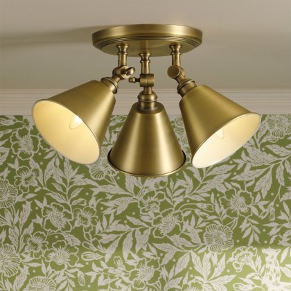 Joules Wollaton - 3 Light Plate Spotlight Matt Antique Brass and Matt White