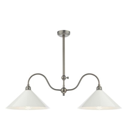 English Heritage - Audley End 2 Light Bar Pendant (Rubbed Bronze and Cream)