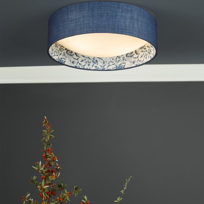 English Heritage - Down House 2 Light Flush Blue and Multi Coloured