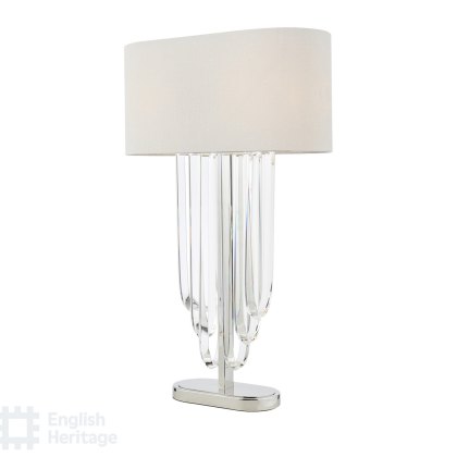 English Heritage - Eltham 2 Light Table Lamp Polished Nickel and Crystal With Shade