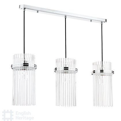 English Heritage - Eltham 3 Light Bar Pendant Polished Nickel and Glass