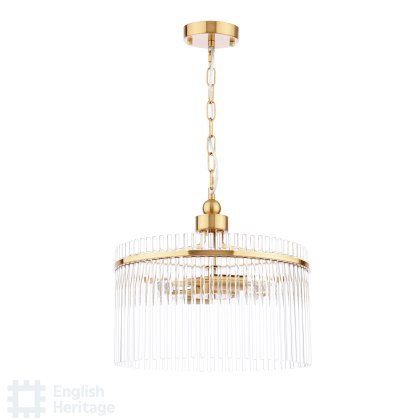 English Heritage - Eltham 4 Light Pendant Antique Gold and Glass