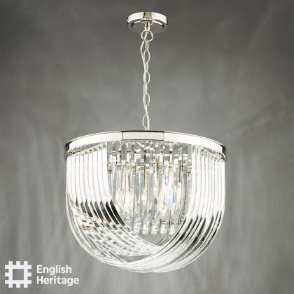 English Heritage - Eltham 4 Light Pendant Polished Nickel and Crystal