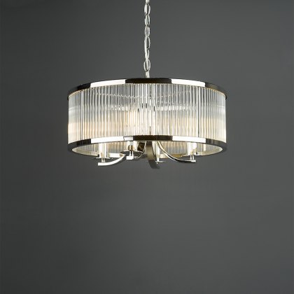 English Heritage - Eltham 4 Light Pendant Polished Nickel and Glass
