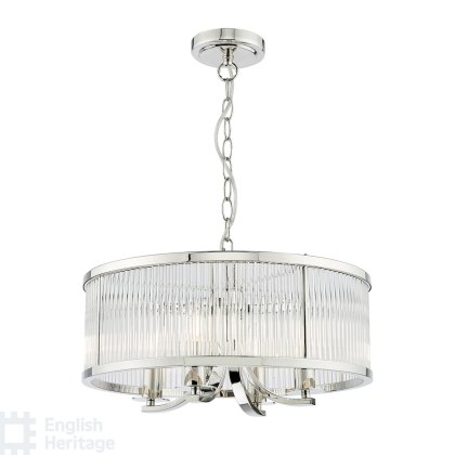 English Heritage - Eltham 4 Light Pendant Polished Nickel and Glass