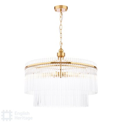 English Heritage - Eltham 6 Light Pendant Antique Gold and Glass