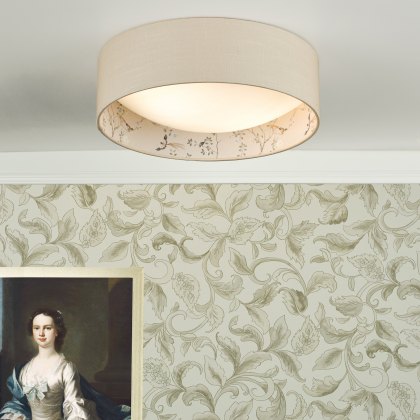 English Heritage - Marble Hill 2 Light Flush Taupe and Multi Coloured