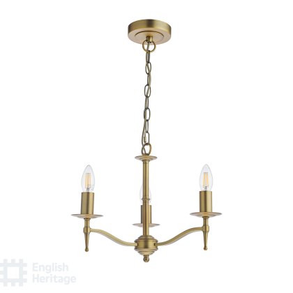 English Heritage - Marble Hill 3 Light Armed Pendant Aged Brass Fitting Only