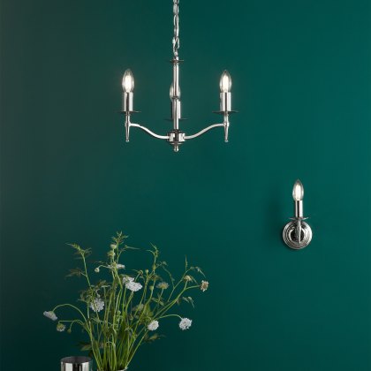 English Heritage - Marble Hill 3 Light Armed Pendant Polished Nickel Fitting Only