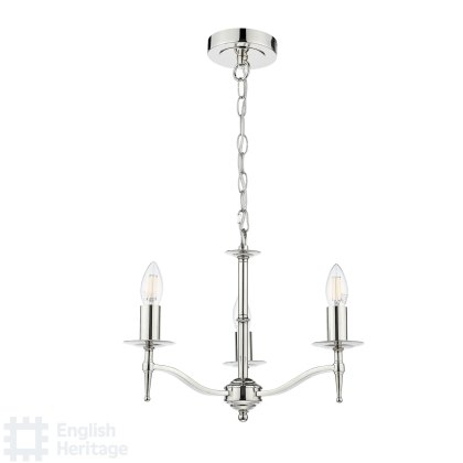 English Heritage - Marble Hill 3 Light Armed Pendant Polished Nickel Fitting Only