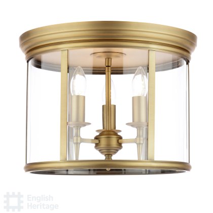 English Heritage - Marble Hill 3 Light Flush Aged Brass and Glass