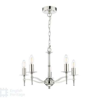 English Heritage - Marble Hill 5 Light Armed Pendant Polished Nickel Fitting Only