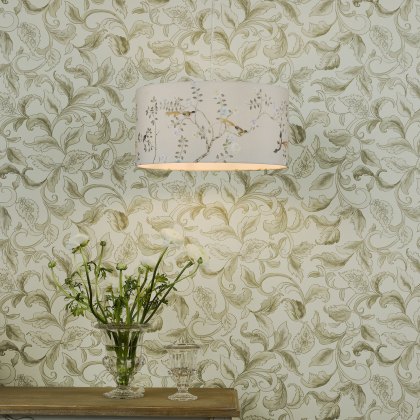 English Heritage - Marble Hill Taupe Cotton Drum Shade (40cm)