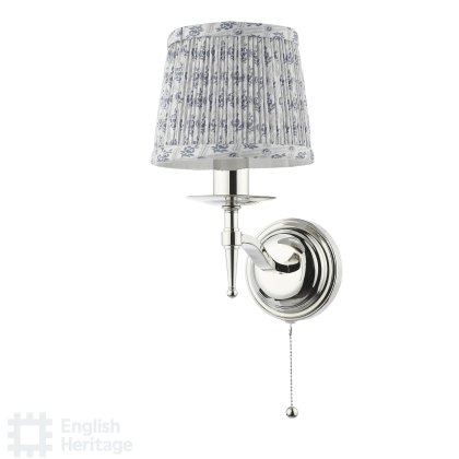 English Heritage - Marble Hill Wall Light Polished Nickel With Shade