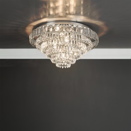 English Heritage - Osborne House 7 Light Flush Polished Nickel and Crystal