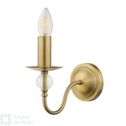 English Heritage - Wrest Park Wall Light Aged Brass and Ribbed Glass