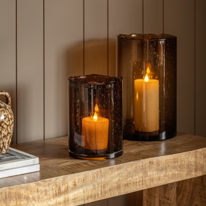 Accessories - Edged Cut Glass Vase Brown Small Accessories - Edged Cut Glass Vase Brown Small