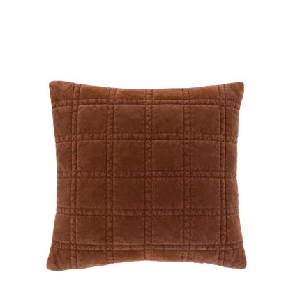 Cushions - Cotton Velvet Quilted Cushion Rust