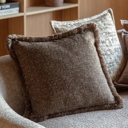 Cushions - Solenne Fringe Cushion Mocha Cushions - Solenne Fringe Cushion Mocha
