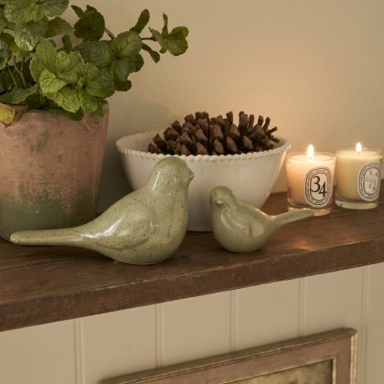 Accessories - Rustic Bird Sculpture Fennel Green Set of 2