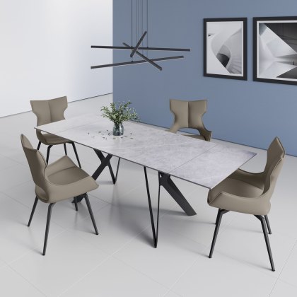 Raffaello - Swivel Dining Chair (Taupe Faux Leather)