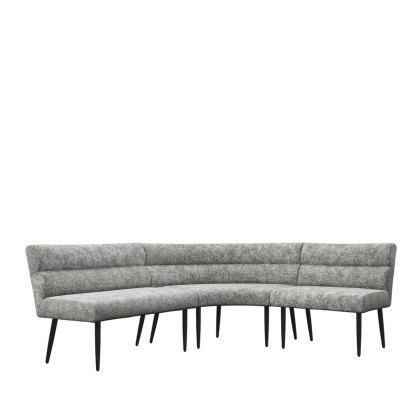 Abbott - Curved Corner Bench Set (Grey Fabric)