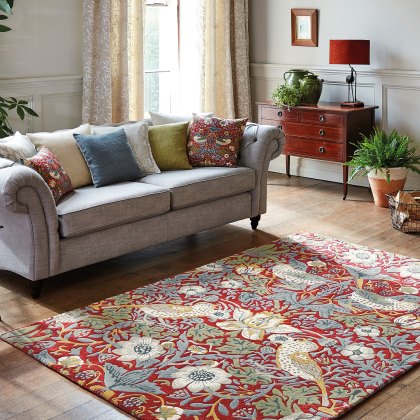 Morris Co - Strawberry Thief Crimson Rug