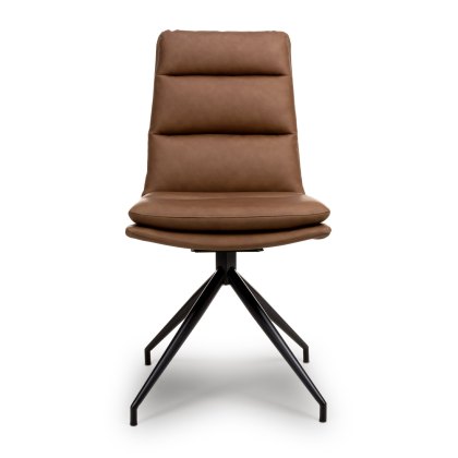 Nobo Swivel - Dining Chair (Tan Faux Leather)
