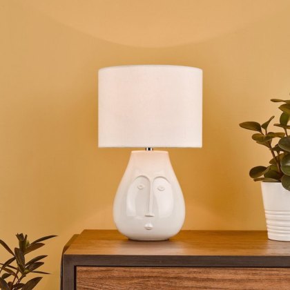 Dar - Boris Table Lamp White Ceramic With Shade