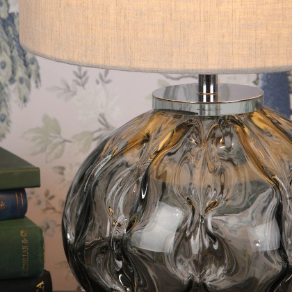 Laura Ashley - Elderdale Table Lamp Smoked Glass Polished Chrome With Shade