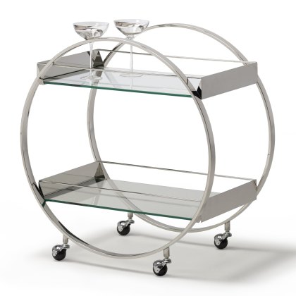 Hammond - Drinks Trolley (Clear Glass Shelves)