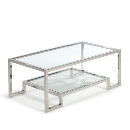 Tribune - Coffee Table (Clear Glass Top/Shelf)