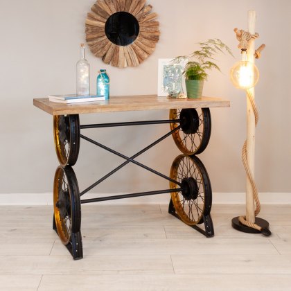 Retro - Console Wheel Side Table (Black/Gold)
