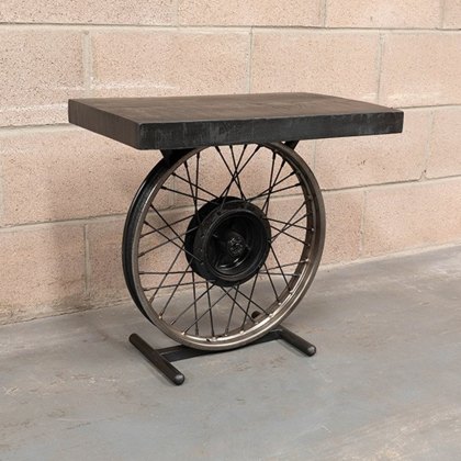 Retro - Wheel Side Table (Black/Gold)