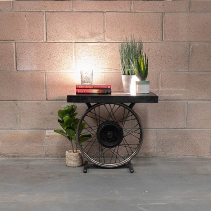 Retro - Wheel Side Table (Black/Antique Silver) Retro - Wheel Side Table (Black/Antique Silver)
