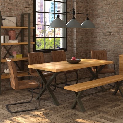 Roxburgh - Retro Stitch Dining Chair (Tan Faux Leather)