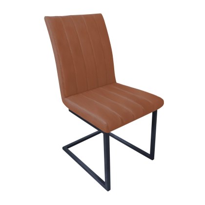 Roxburgh - Retro Stitch Dining Chair (Tan Faux Leather)