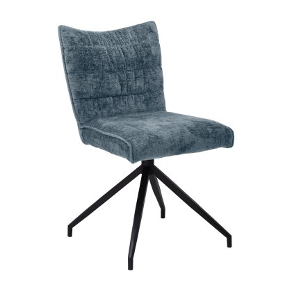 Loki - Dining Swivel Chair (Blue Fabric)