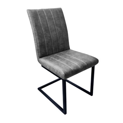 Roxburgh - Retro Stitch Dining Chair (Grey Faux Leather)