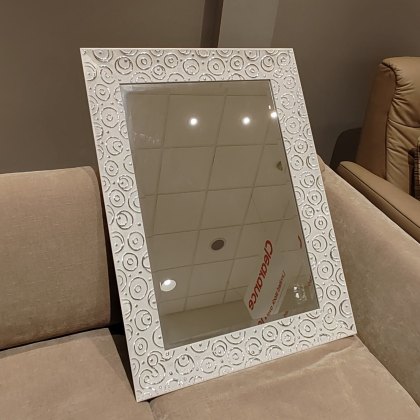 Bevel Mirror - White and Silver Bevel Mirror - White and Silver
