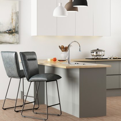 Moonstone - Bar Stool (Grey Fabric)