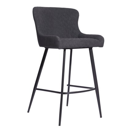 Omega - Bar Stool (Grey Faux Leather)