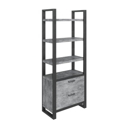 Roxburgh - Bookcase with Drawers (Stone Effect)